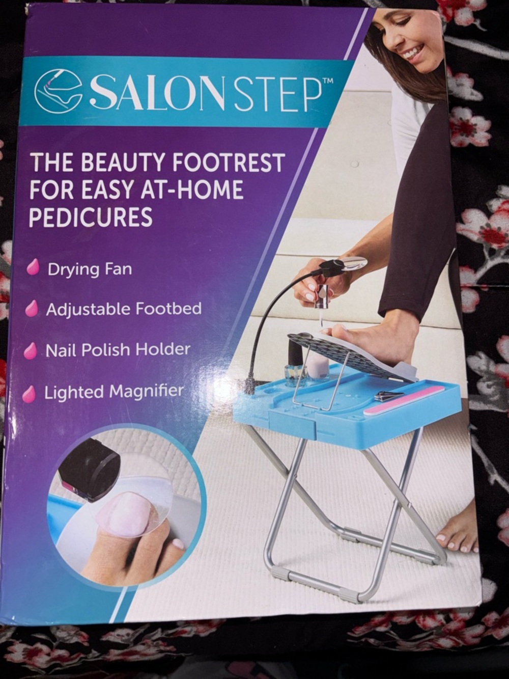 Salon Step Beauty Footrest Pedicure Stool in Bright Blue